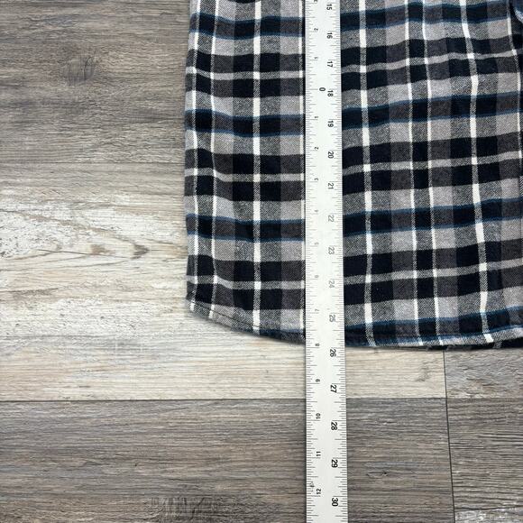 Eddie Bauer Black White Tartan Plaid Mens L Long‎ Sleeve Button Up Flannel Shirt - Picture 8 of 9